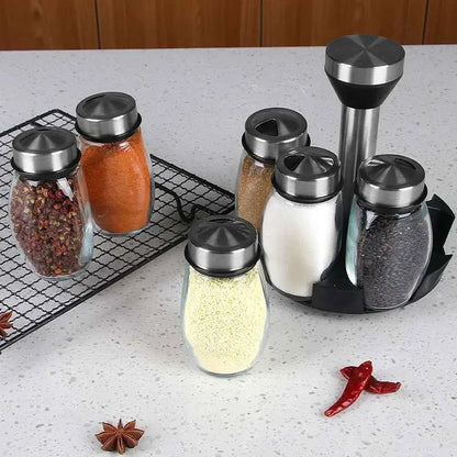 Rotating Glass Spice Jar Organizer