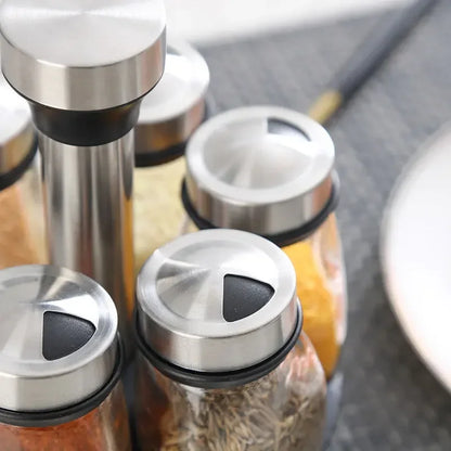 Rotating Glass Spice Jar Organizer